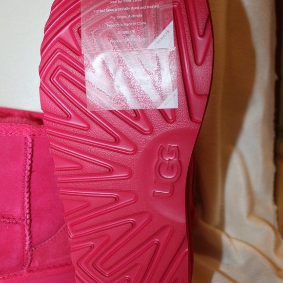 NIB UGG YOUTH 5 6 WOMEN'S 7 8 MINI SUEDE SHEARLING BOOTS RADISH PINK - Picture 4 of 6